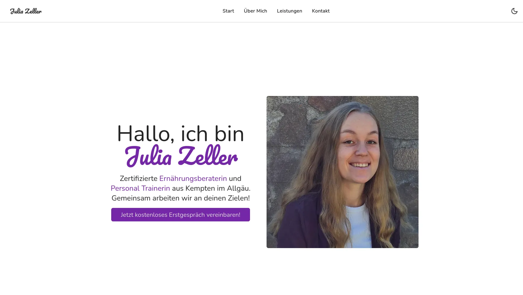 Screenshot of ernährung-julia.com in light mode.