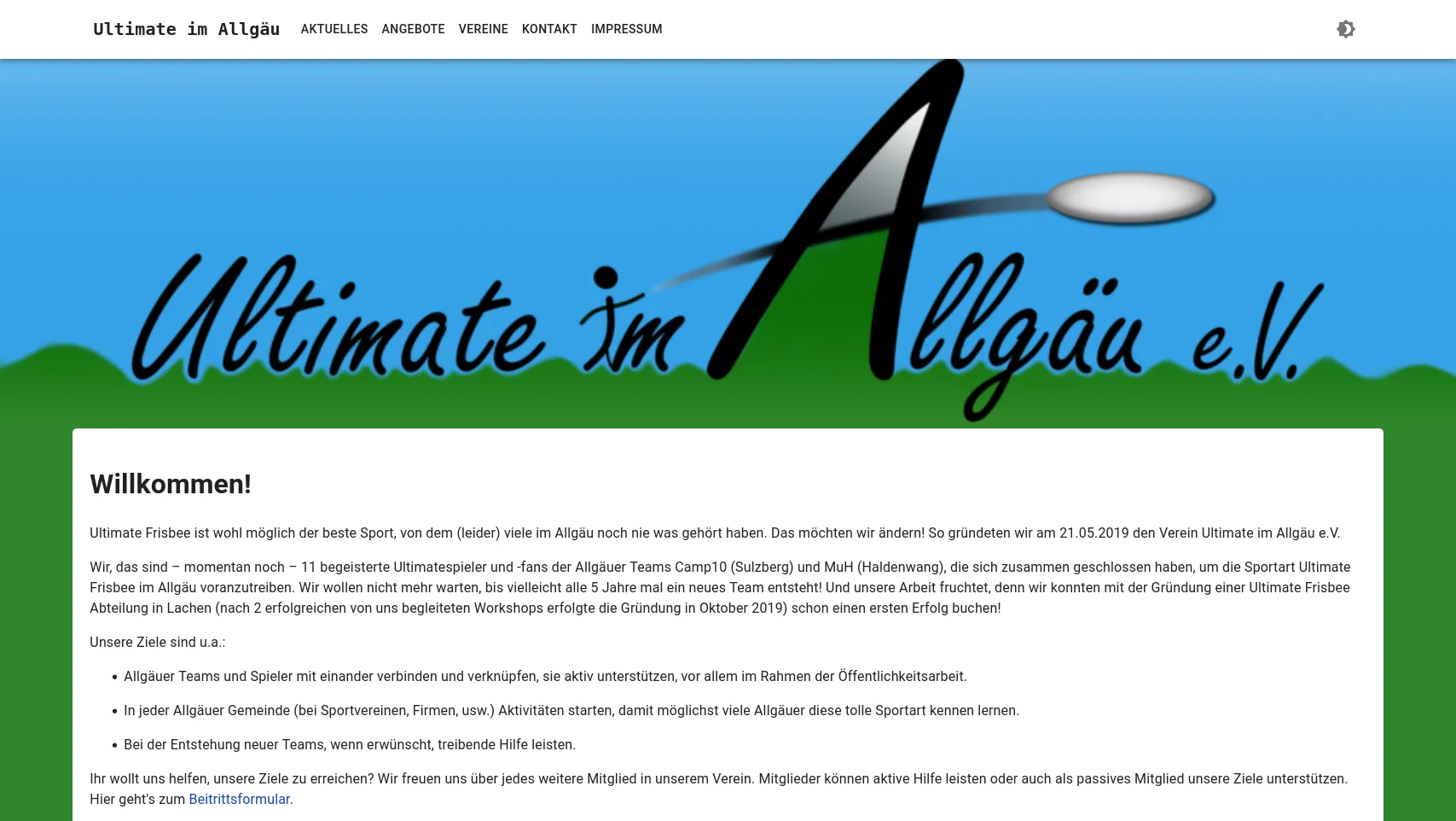 Screenshot of ultimateimallgaeu.org in light mode.